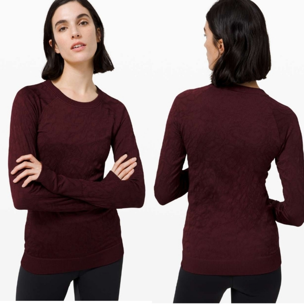 Lululemon | Rest Less Floral Garnet Long Sleeve Shirt